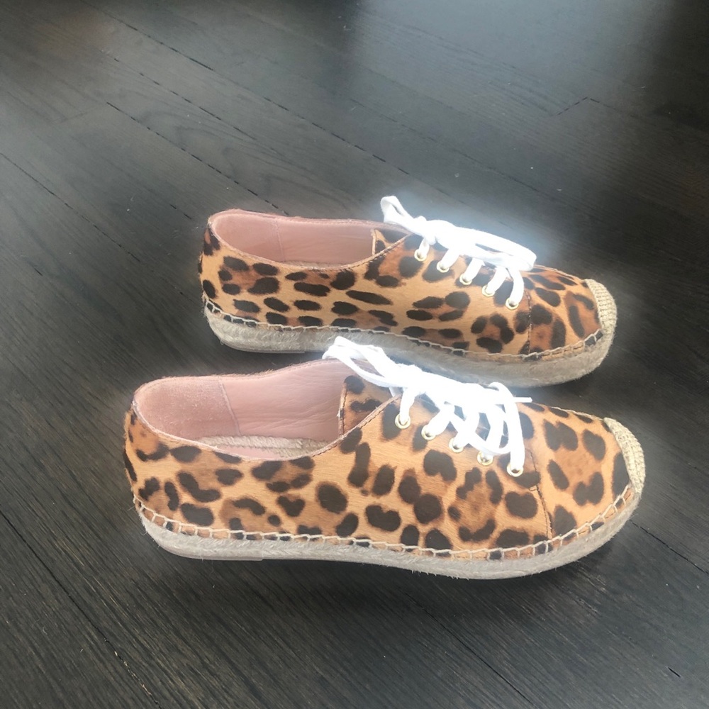 JCrew espadrille sneakers leopard calf hair size 7